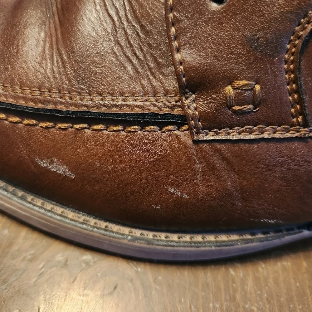 Men's St Johns Bay Brown Leather Balsam Oxford Shoe W/ Memory Foam Insole Sz 11M